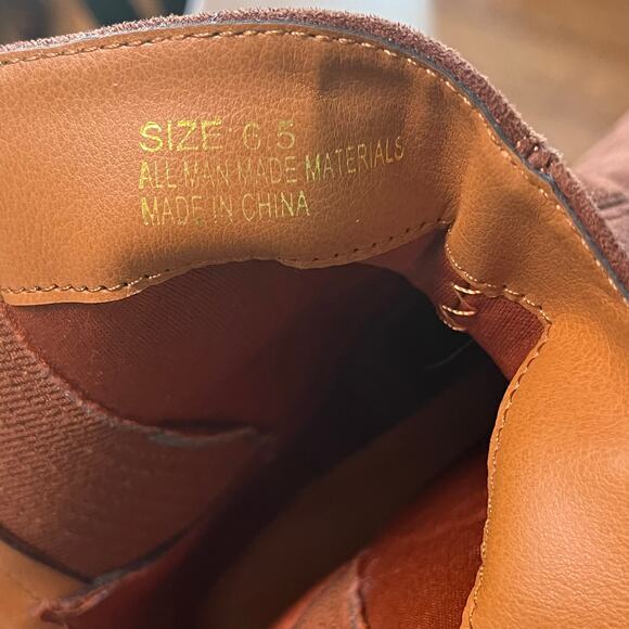 Lulus Walder Brown Suede Pointed Toe Block Heel Booties Size 6.5 Western Chic - Picture 11 of 12